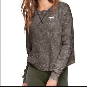 VS PINK Acid Wash Cropped Thermal Waffle Knit Top Size Small